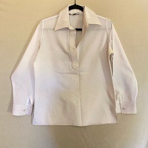 King James Vintage Quarter Button White Shirt 70s